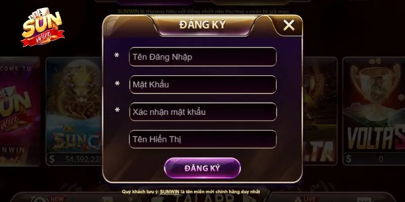 Thao tác đăng ký Sunwin đơn giản, dễ thực hiện